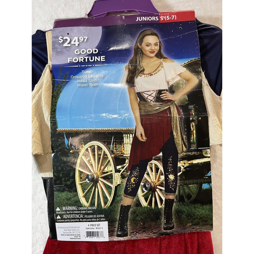 Halloween Costume Girls Junior Good Fortune Size Small 5-7 New 35"x15"